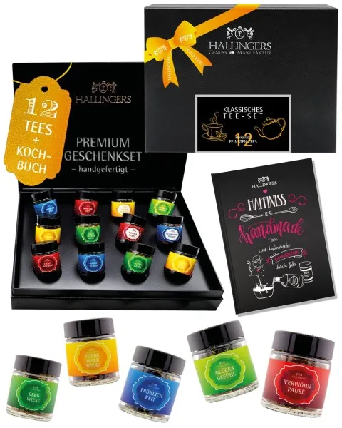 Klassisches Tee-Set & Happiness is handgemacht - Tee-Set, 12x loser Tee Geschenkbox