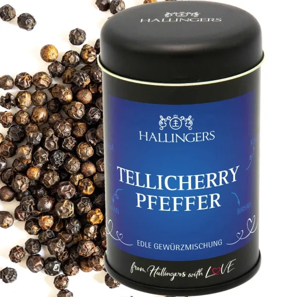 Indischer Tellicherry-Pfeffer (für Lebkuchen, Salate & Fleisch) - Pfeffer, zum Kochen Geschenkdose