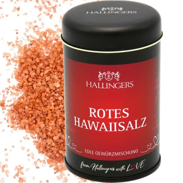 Rotes Hawaiisalz (Dekosalz) (für Carpaccio, Marinaden & Tischsalz) - Salz, zum Kochen Geschenkdose