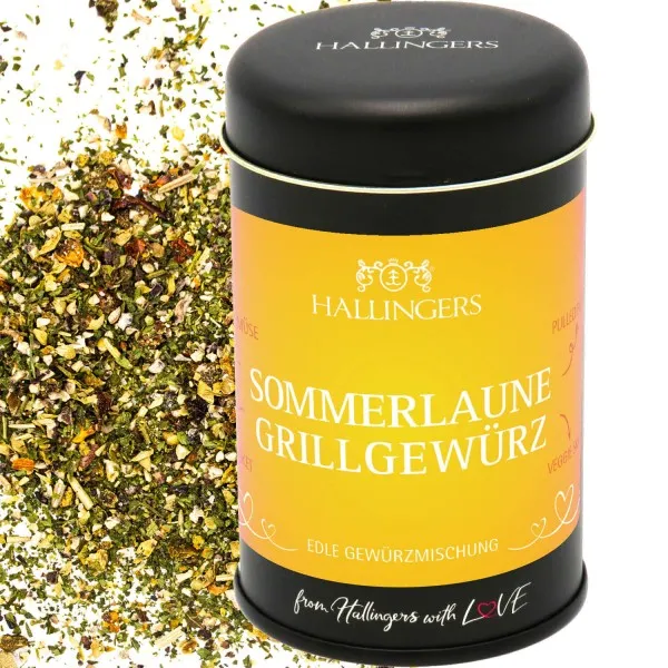 Sommerlaune Grill-Gewürz (für Fisch, Gemüse & Fleisch) - Gewürzmischung, zum Kochen Geschenkdose