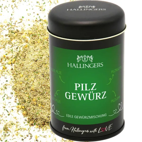 Pilz-Gewürz (für gegrillte Pilze, Pilzrisotto & Pilzsuppe) - Gewürzmischung, zum Kochen Geschenkdose