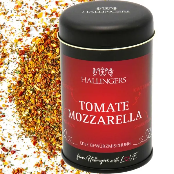 Tomatengewürz Tomate Mozzarella (für Tomaten-Salat, Suppe & Gemüse) - Gewürzmischung, zum Kochen Geschenkdose