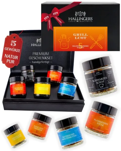 Grilllust - Gewürz-Set, 5er Geschenkbox & Booklet
