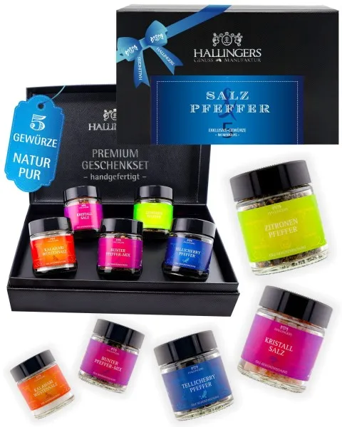Salz & Pfeffer - Gewürz-Set, 5er Geschenkbox & Booklet