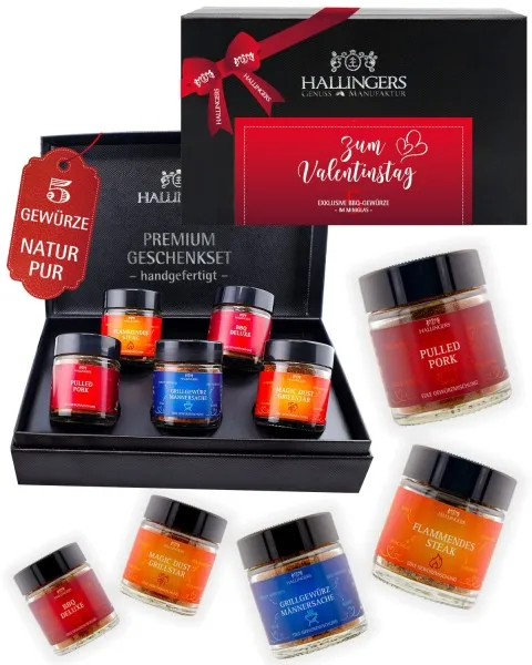 Zum Valentinstag - Gewürz-Set, 5er Geschenkbox & Booklet