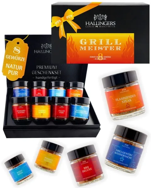 Grillmeister - Gewürz-Set, 8er Geschenkbox & Booklet