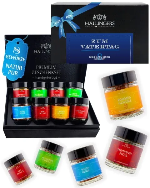 Zum Vatertag - Gewürz-Set, 8er Geschenkbox & Booklet