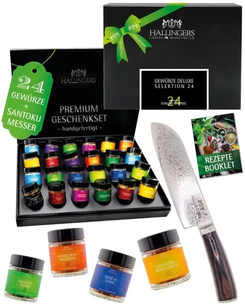 Deluxe Selektion 24 & Deluxe Santoku - Gewürz-Set, 24er Geschenkbox & Booklet