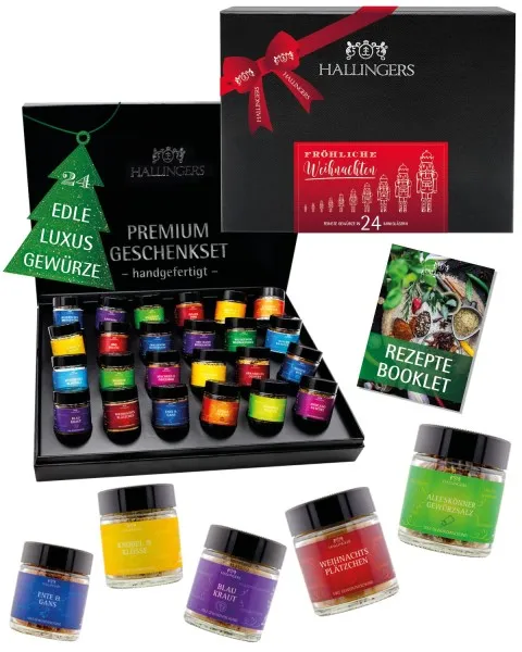 Fröhliche Weihnachten - Gewürz-Set, 24er Geschenkbox & Booklet