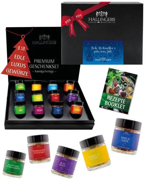 Frohe Weihnachten & Gutes Neues Jahr - Gewürz-Set, 12er Geschenkbox & Booklet