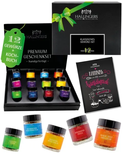 12er Gewürz-Set & Kochbuch - Gewürz-Set, 12er Geschenkbox & Booklet