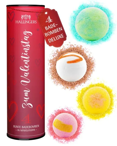 Zum Valentinstag - Badebomben-Set, 4 Badekugeln Bath Bomb