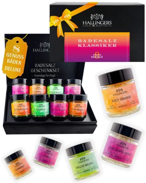 Badesalz Klassiker - Pink - Badesalze-Set, 8x Badezusatz Totes Meer