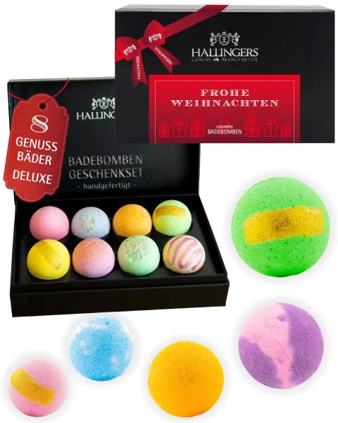 Frohe Weihnachten - Badebomben-Set, 8 Badekugeln Bath Bomb