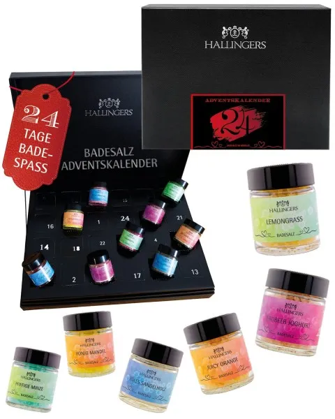Adventskalender Deluxe Winterkalender - Badesalze, 24x Badezusatz Totes Meer