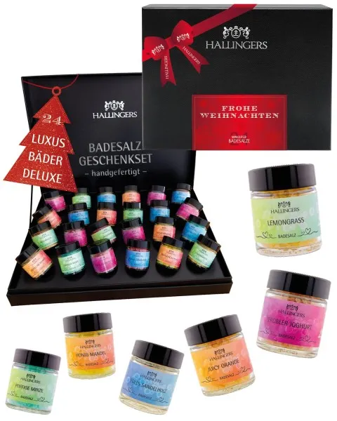 Frohe Weihnachten - Badesalze-Set, 24x Badezusatz Totes Meer