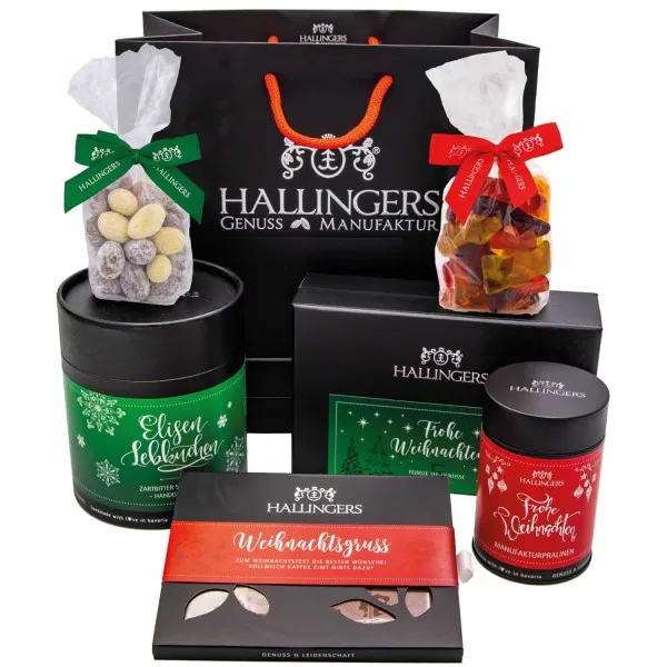 Süße Weihnachten (großes Mitbringsel Pralinen, Schokolade, Fruchtsaftbärchen, Mandeln & mehr) - Feinkost-Set, Gourmet-Auswahl XXL