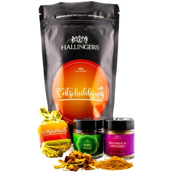 Entschuldigung (kleine Entschuldigung Nougat-Busserl, Kräutertee & Gewürzmischung) - Feinkost-Set, Gourmet-Auswahl Wundertüte