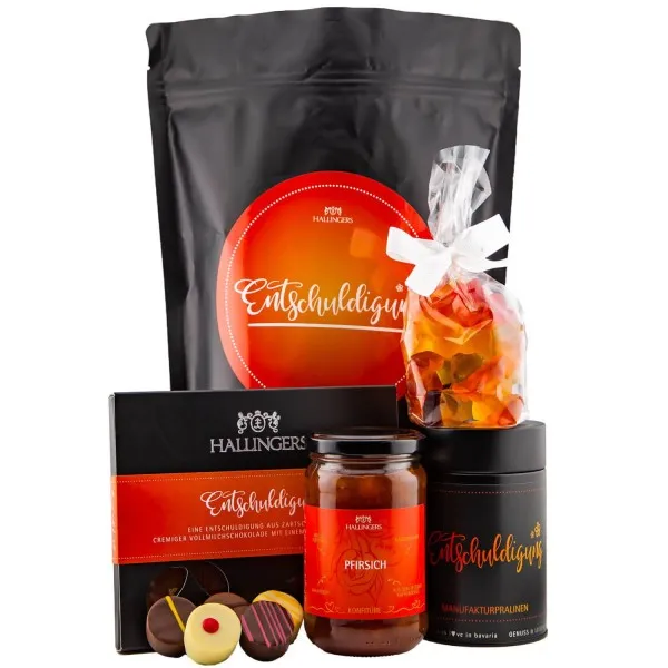 Entschuldigung XXL (großes Mitbringsel Schokolade, Pralinen, Fruchtsaftbärchen & Konfitüre) - Feinkost-Set, XXL-Wundertüte Gourmet