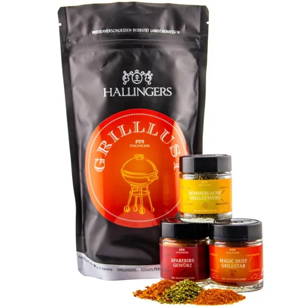 Grilllust (kleines Grillparty Mitbringsel Magic Dust, Spareribs & Grillgewürz) - Feinkost-Set, Gourmet-Auswahl Wundertüte
