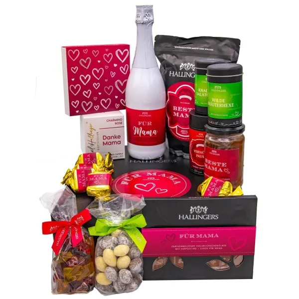 Für Mama (große Selektion Sekt, Duftkerze, Nougat, Kaffee, Konfitüre, Gewürz & mehr) - Feinkost-Set, XXL-Geschenkkorb Gourmet