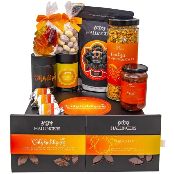 Entschuldigung (große Entschuldigung Müsli, Konfitüre, Kaffee, Tee, Nougat, Schoki & mehr) - Feinkost-Set, XXL-Geschenkkorb Gourmet