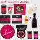 Zum Valentinstag pink (großer Liebesgruß Likör, Pralinen, Nougat, Schoki, Duftkerze & mehr) - Feinkost-Set, XXL-Geschenkkorb Gourmet