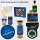 Zum Valentinstag blue (großer Liebesgruß Likör Müsli Nougat Pralinen Kaffee & mehr) - Feinkost-Set, XXL-Geschenkkorb Gourmet