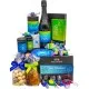 Gruß vom Osterhasen blue (großer Ostergruß Ostereier, Gewürz, Sekt, Schoki, Duftkerze & viel mehr) - Feinkost-Set, XXL-Geschenkkorb Gourmet