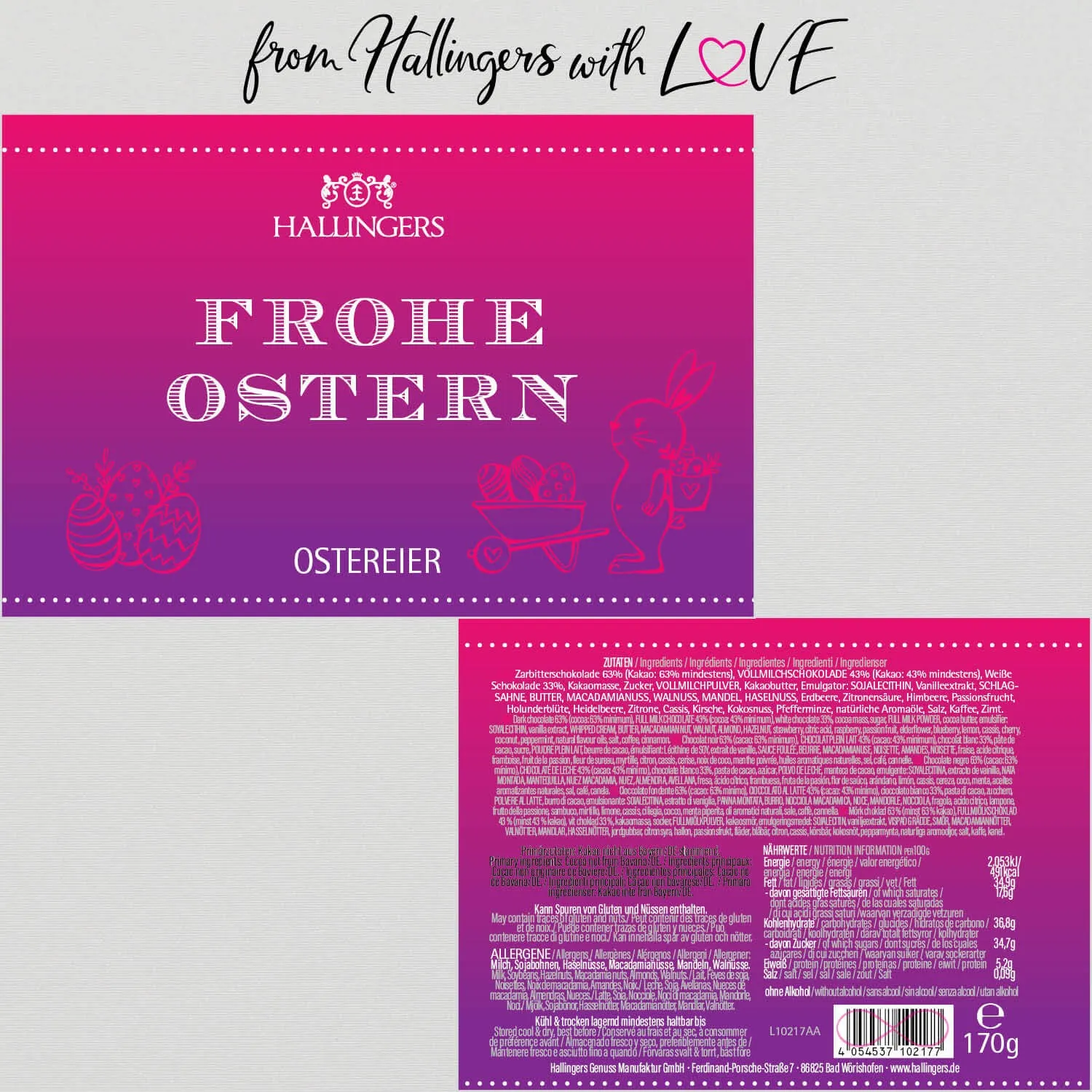 Frohe Ostern - Pralinen-Osterei, ohne Alkohol handmade