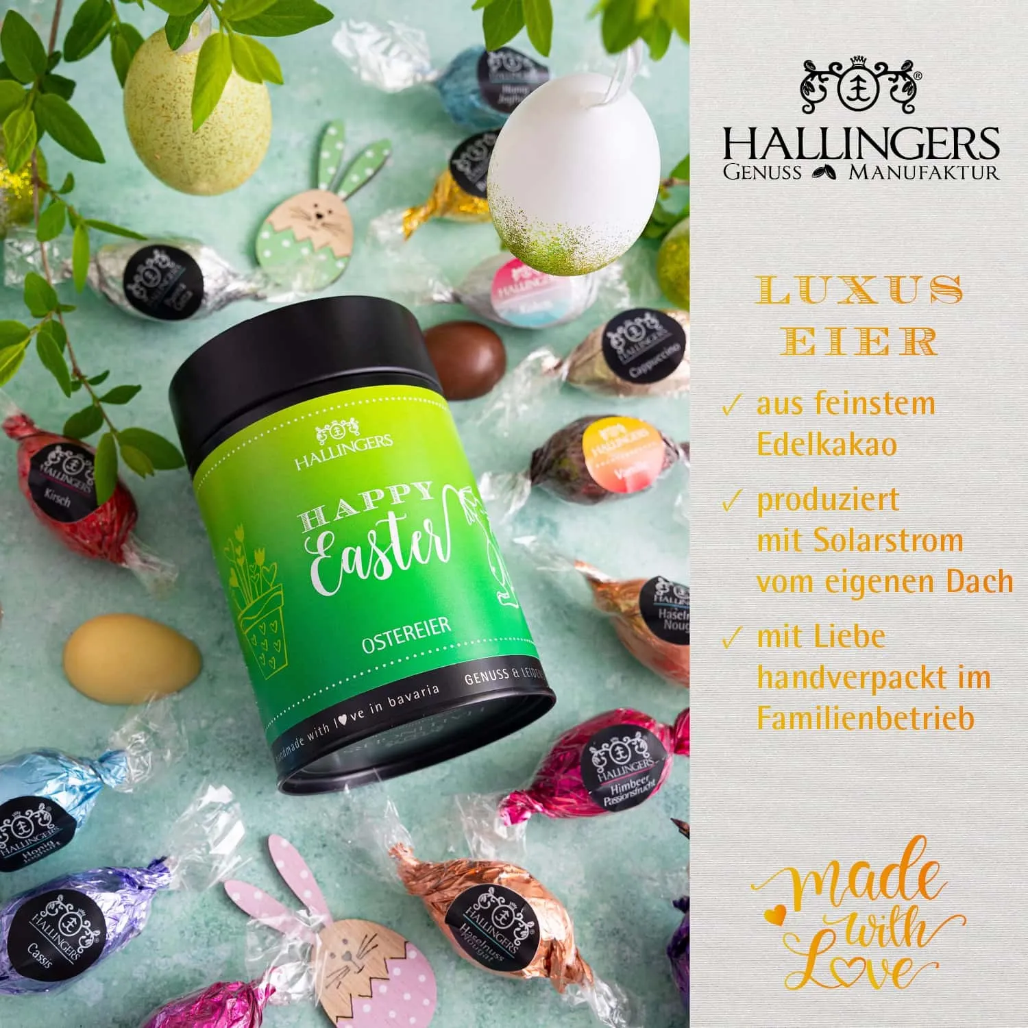 HANDWERK STATT MASSENWARE - Edition \Happy Easter\: Schluss mit austauschbaren Oster-Süßigkeiten von der Stange - hier zählt nicht die Masse, sondern die Liebe zum Detail, außergewöhnlicher Geschmack und kompromisslose Qualität