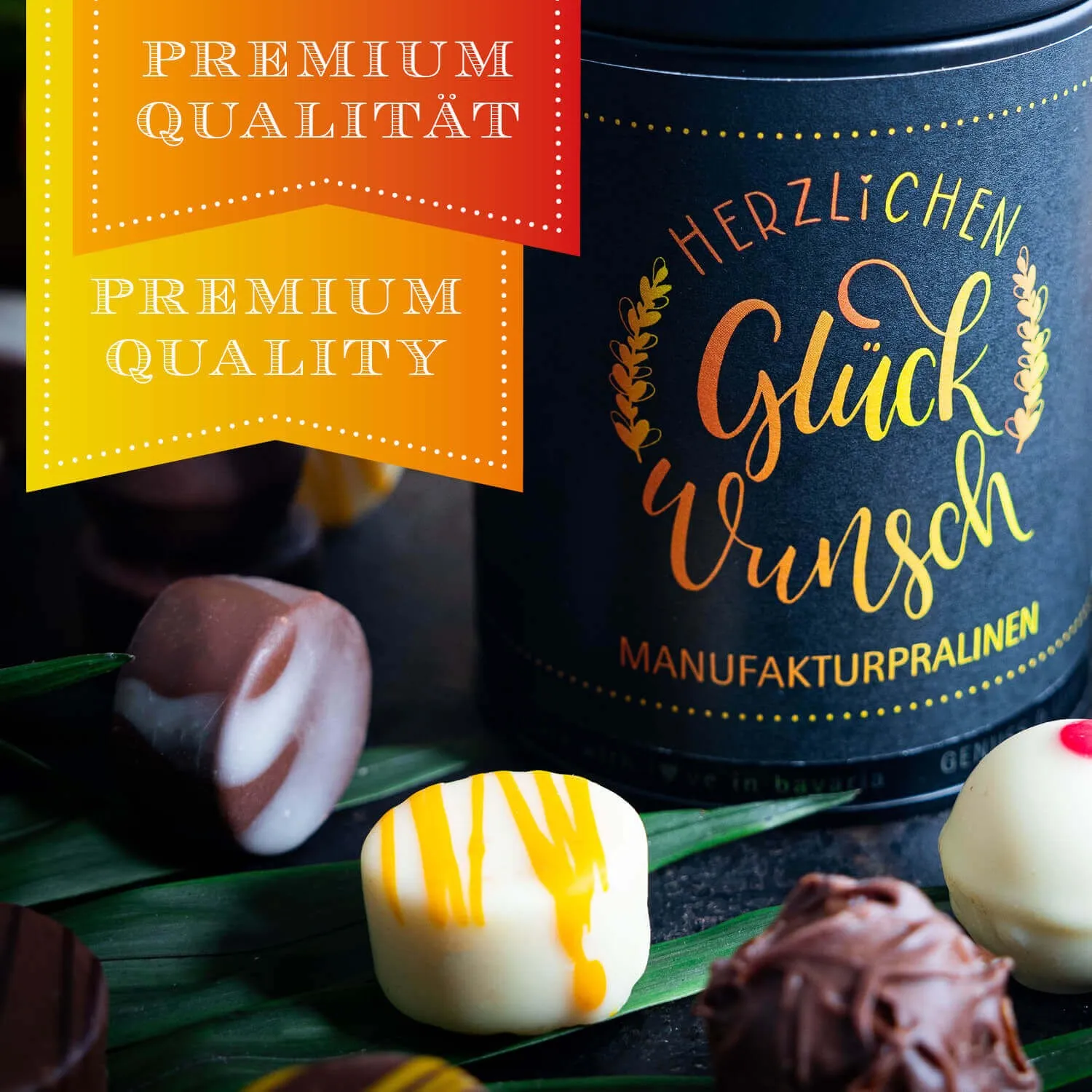 HANDWERK STATT MASSENWARE - Edition \Herzlichen Glückwunsch\: Vergiss billig produzierte Standard-Pralinen mit schöner Verpackung - entscheidend ist nicht nur der erste Eindruck, sondern der Geschmack, der noch lange in Erinnerung bleibt