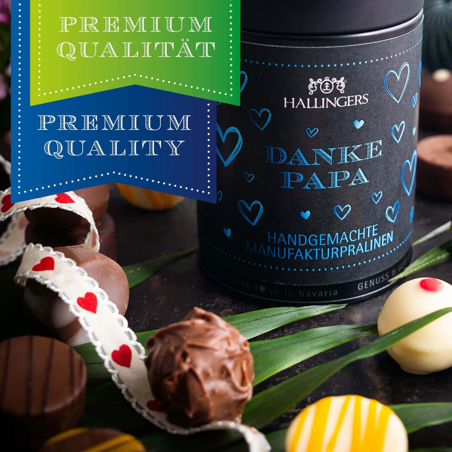 HANDWERK STATT MASSENWARE - Edition \Danke Papa\: Vergiss billig produzierte Standard-Pralinen mit schöner Verpackung - entscheidend ist nicht nur der erste Eindruck, sondern der Geschmack, der noch lange in Erinnerung bleibt