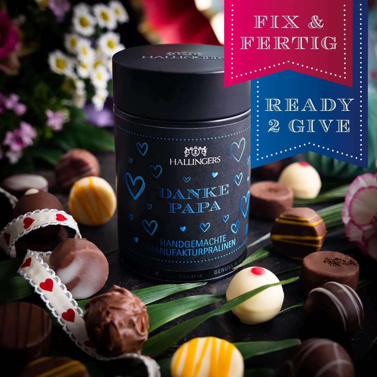 HANDWERK STATT MASSENWARE - Edition \Danke Mama & Danke Papa\: Vergiss billig produzierte Standard-Pralinen mit schöner Verpackung - entscheidend ist nicht nur der erste Eindruck, sondern der Geschmack, der noch lange in Erinnerung bleibt