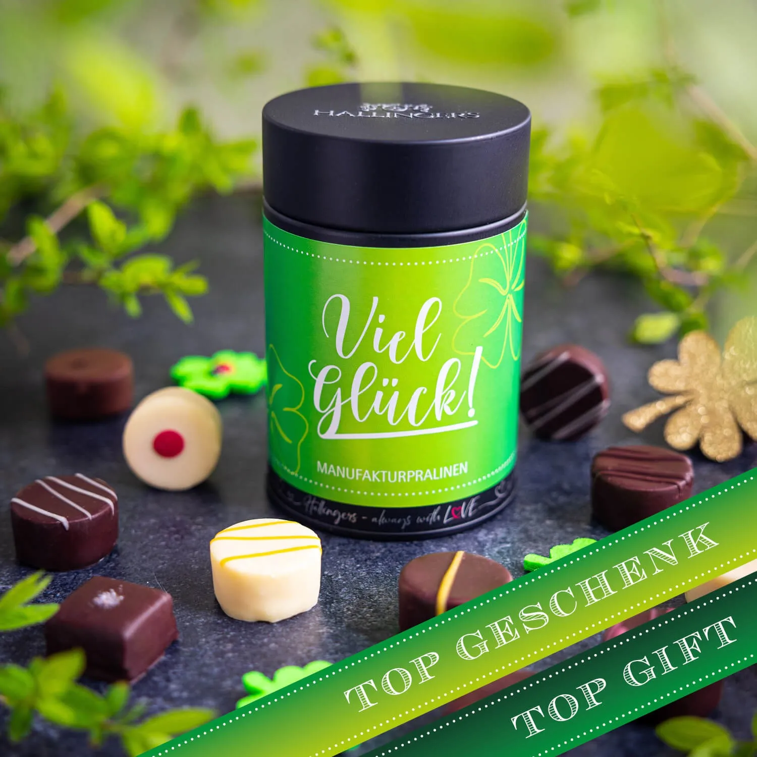 HANDWERK STATT MASSENWARE - Edition \Viel Glück\: Vergiss billig produzierte Standard-Pralinen mit schöner Verpackung - entscheidend ist nicht nur der erste Eindruck, sondern der Geschmack, der noch lange in Erinnerung bleibt