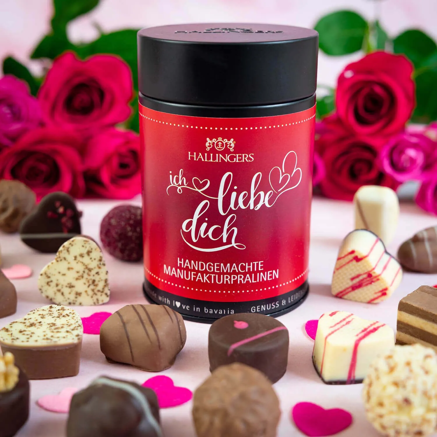 PRALINEN IN DER GESCHENKDOSE OHNE ALKOHOL - Edle handgemachte Pralinen aus feinstem Confiserie-Edelkakao, stilvoll verpackt in einer hochwertigen Geschenkdose. Perfekt als exklusives Geschenk für besondere Genussmomente