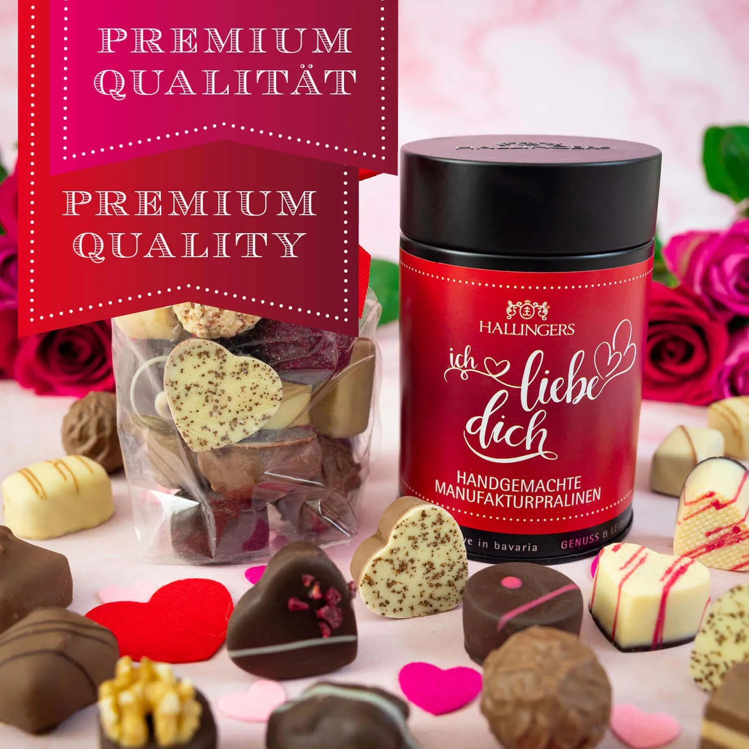 HANDWERK STATT MASSENWARE - Edition \Ich liebe Dich\: Vergiss billig produzierte Standard-Pralinen mit schöner Verpackung - entscheidend ist nicht nur der erste Eindruck, sondern der Geschmack, der noch lange in Erinnerung bleibt