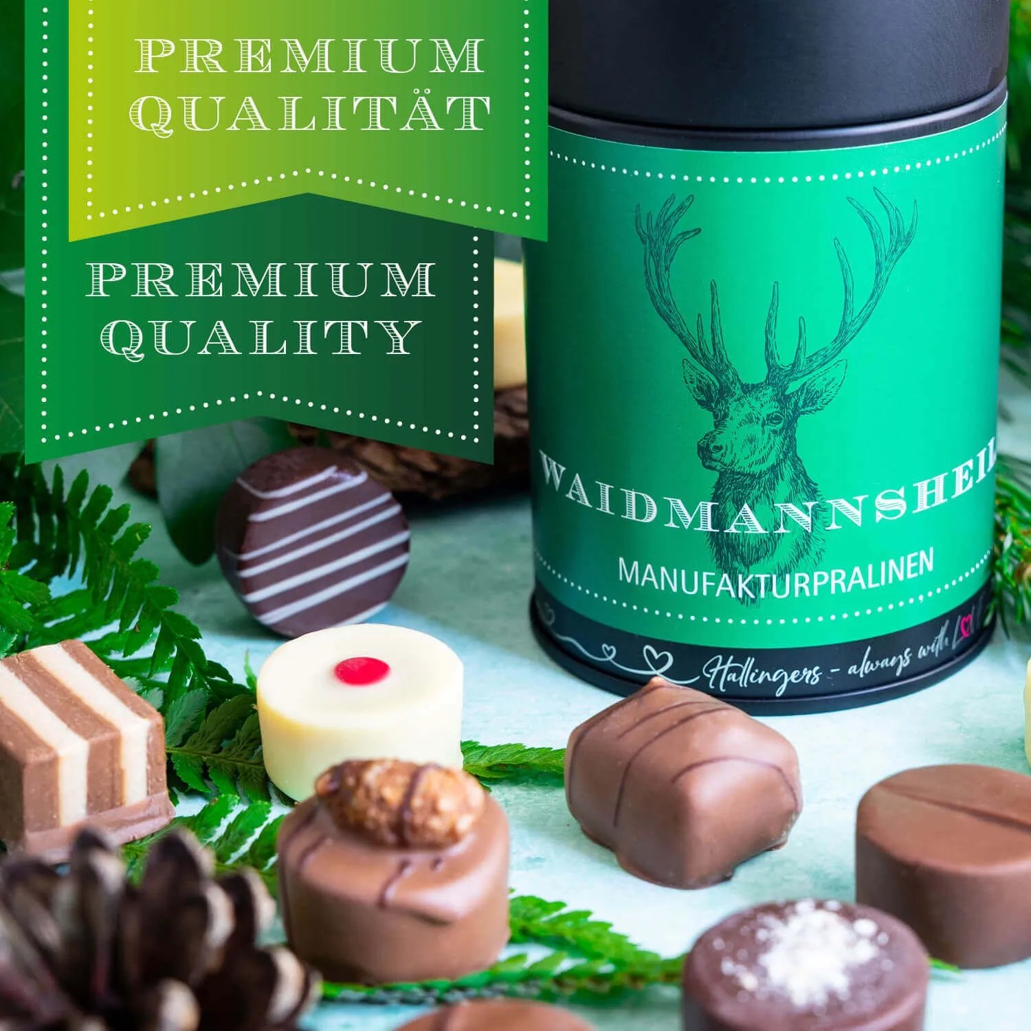 HANDWERK STATT MASSENWARE - Edition \Waidmannsheil\: Vergiss billig produzierte Standard-Pralinen mit schöner Verpackung - entscheidend ist nicht nur der erste Eindruck, sondern der Geschmack, der noch lange in Erinnerung bleibt