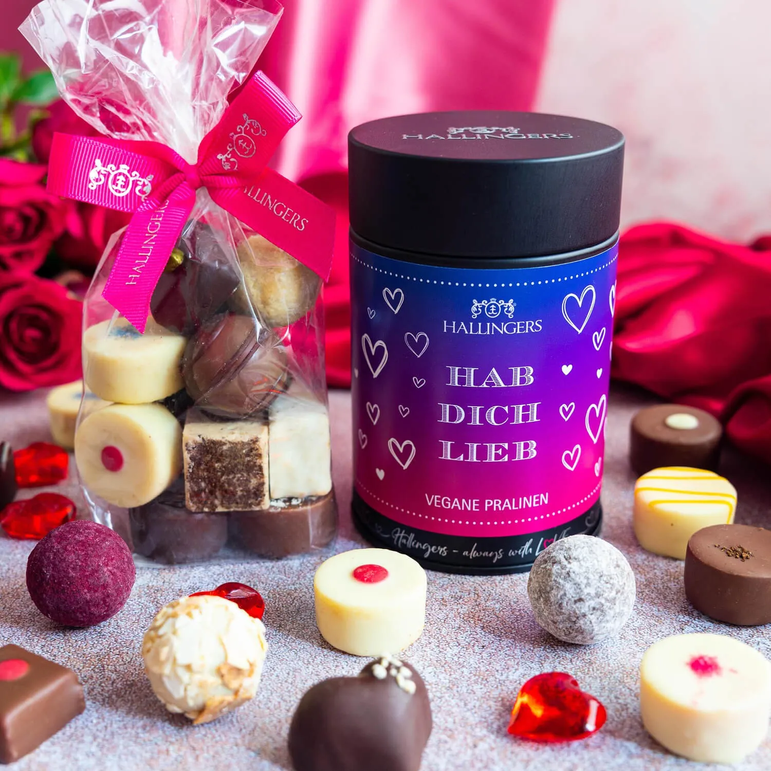 VEGANE PRALINEN IN DER GESCHENKDOSE - Edle handgemachte vegane Pralinen mit & ohne Alkohol aus feinstem Confiserie-Edelkakao, stilvoll verpackt in einer hochwertigen Geschenkdose. Perfekt als exklusives Geschenk für besondere Genussmomente