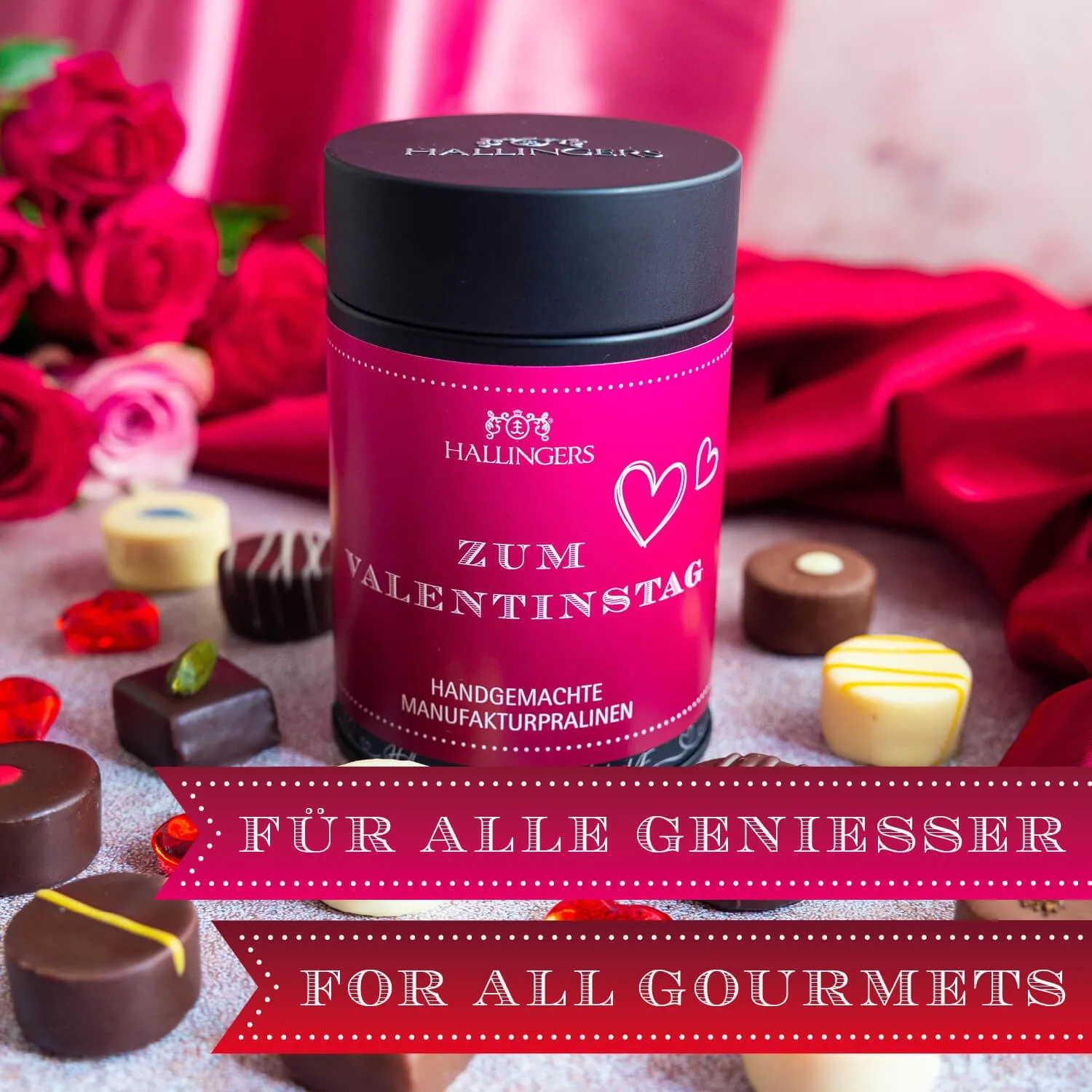 HANDWERK STATT MASSENWARE - Edition \Zum Valentinstag - pink\: Vergiss billig produzierte Standard-Pralinen mit schöner Verpackung - entscheidend ist nicht nur der erste Eindruck, sondern der Geschmack, der noch lange in Erinnerung bleibt