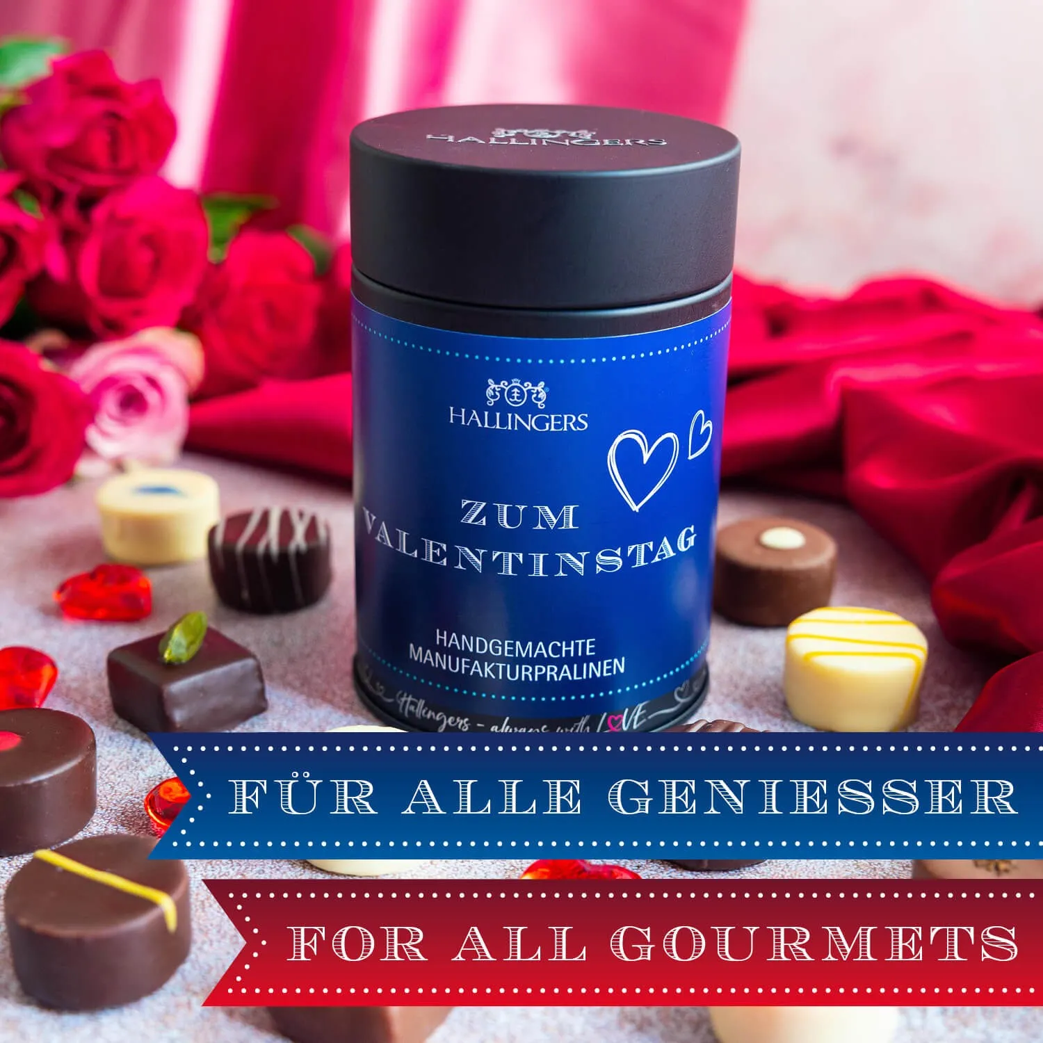 HANDWERK STATT MASSENWARE - Edition \Zum Valentinstag - blue\: Vergiss billig produzierte Standard-Pralinen mit schöner Verpackung - entscheidend ist nicht nur der erste Eindruck, sondern der Geschmack, der noch lange in Erinnerung bleibt