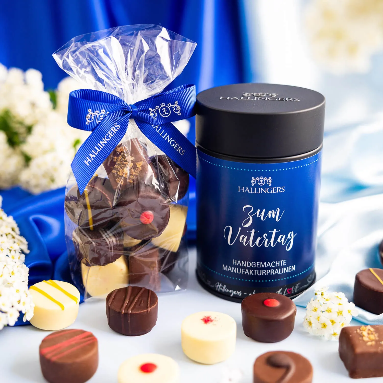 PRALINEN IN DER GESCHENKDOSE OHNE ALKOHOL - Edle handgemachte Pralinen aus feinstem Confiserie-Edelkakao, stilvoll verpackt in einer hochwertigen Geschenkdose. Perfekt als exklusives Geschenk für besondere Genussmomente