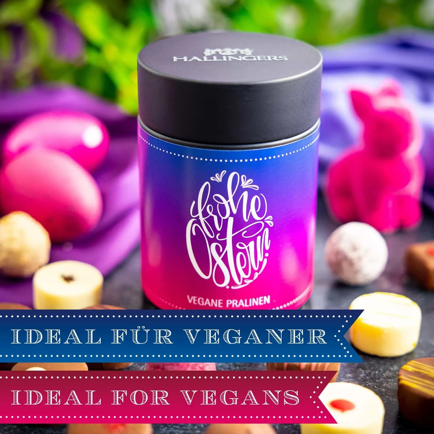 HANDWERK STATT MASSENWARE - Edition \Frohe Ostern\: Kein veganer Kompromiss, sondern Pralinen auf einem Niveau, das selbst überzeugte Schokoladenliebhaber überrascht und industrielle Standardware alt aussehen lässt