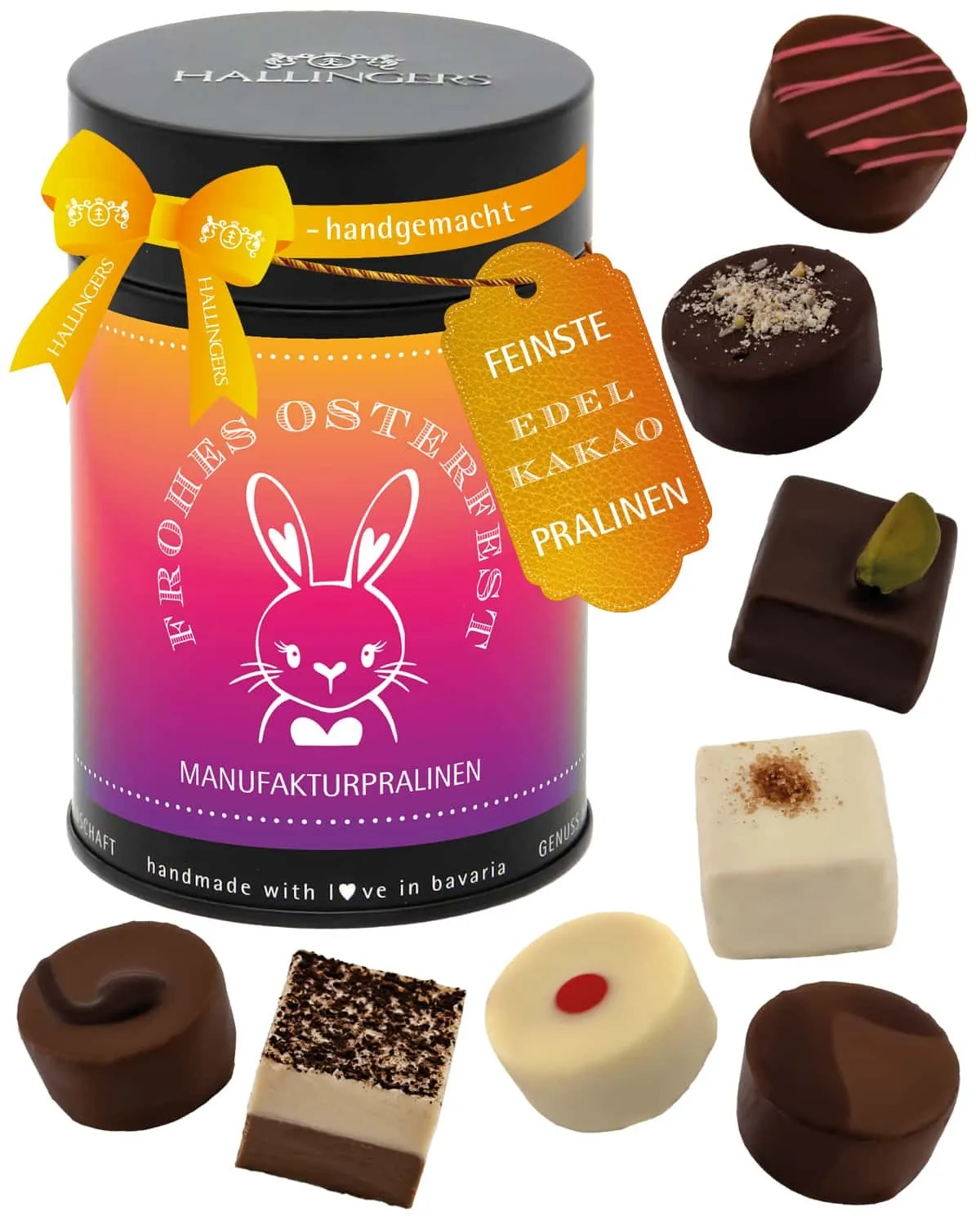 PRALINEN IN DER GESCHENKDOSE OHNE ALKOHOL - Edle handgemachte Pralinen aus feinstem Confiserie-Edelkakao, stilvoll verpackt in einer hochwertigen Geschenkdose. Perfekt als exklusives Geschenk für besondere Genussmomente