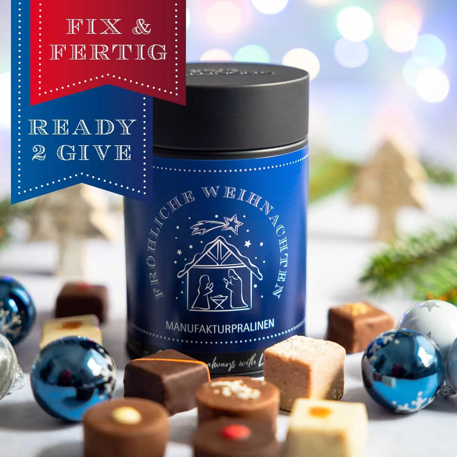HANDWERK STATT MASSENWARE - Edition \Fröhliche Weihnachten\: Vergiss billig produzierte Standard-Pralinen mit schöner Verpackung - entscheidend ist nicht nur der erste Eindruck, sondern der Geschmack, der noch lange in Erinnerung bleibt
