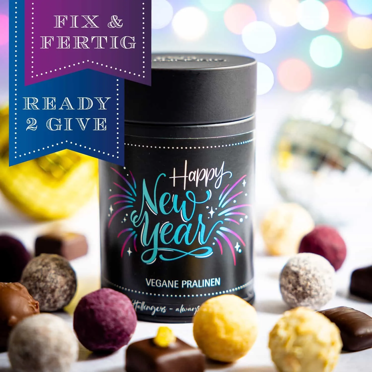 HANDWERK STATT MASSENWARE - Edition \Happy New Year - vegan\: Kein veganer Kompromiss, sondern Pralinen auf einem Niveau, das selbst überzeugte Schokoladenliebhaber überrascht und industrielle Standardware alt aussehen lässt