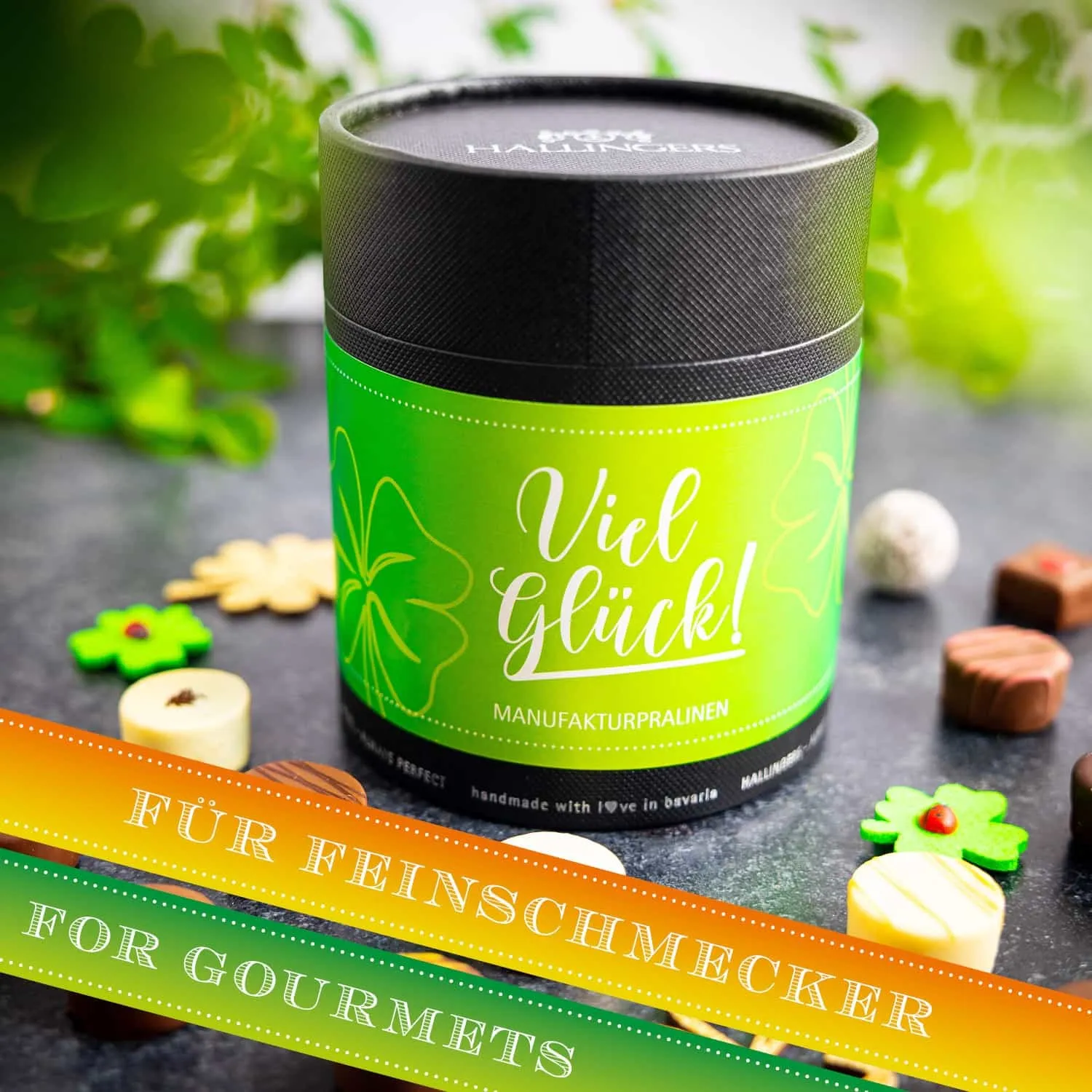 HANDWERK STATT MASSENWARE - Edition \Viel Glück\: Vergiss billig produzierte Standard-Pralinen mit schöner Verpackung - entscheidend ist nicht nur der erste Eindruck, sondern der Geschmack, der noch lange in Erinnerung bleibt