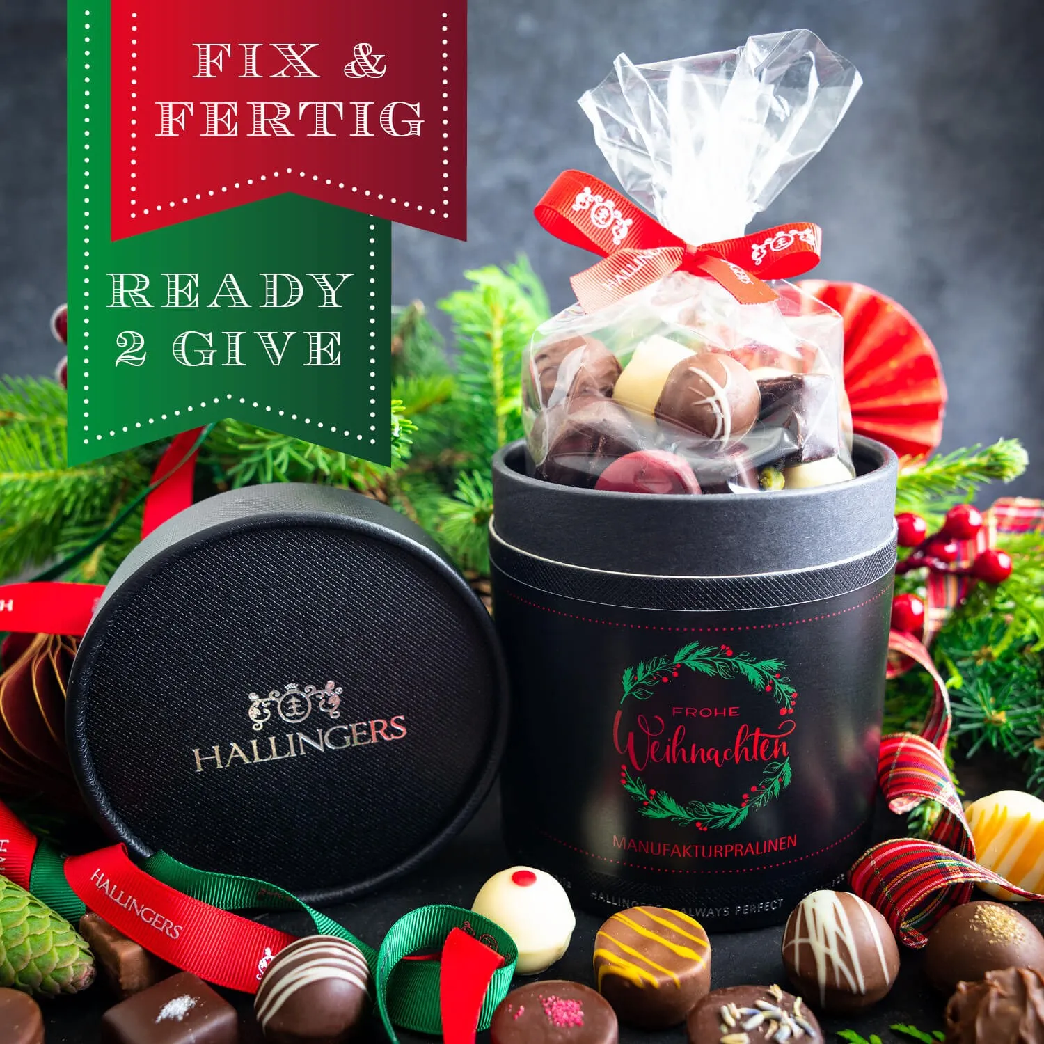 HANDWERK STATT MASSENWARE - Edition \Frohe Weihnachten\: Vergiss billig produzierte Standard-Pralinen mit schöner Verpackung - entscheidend ist nicht nur der erste Eindruck, sondern der Geschmack, der noch lange in Erinnerung bleibt