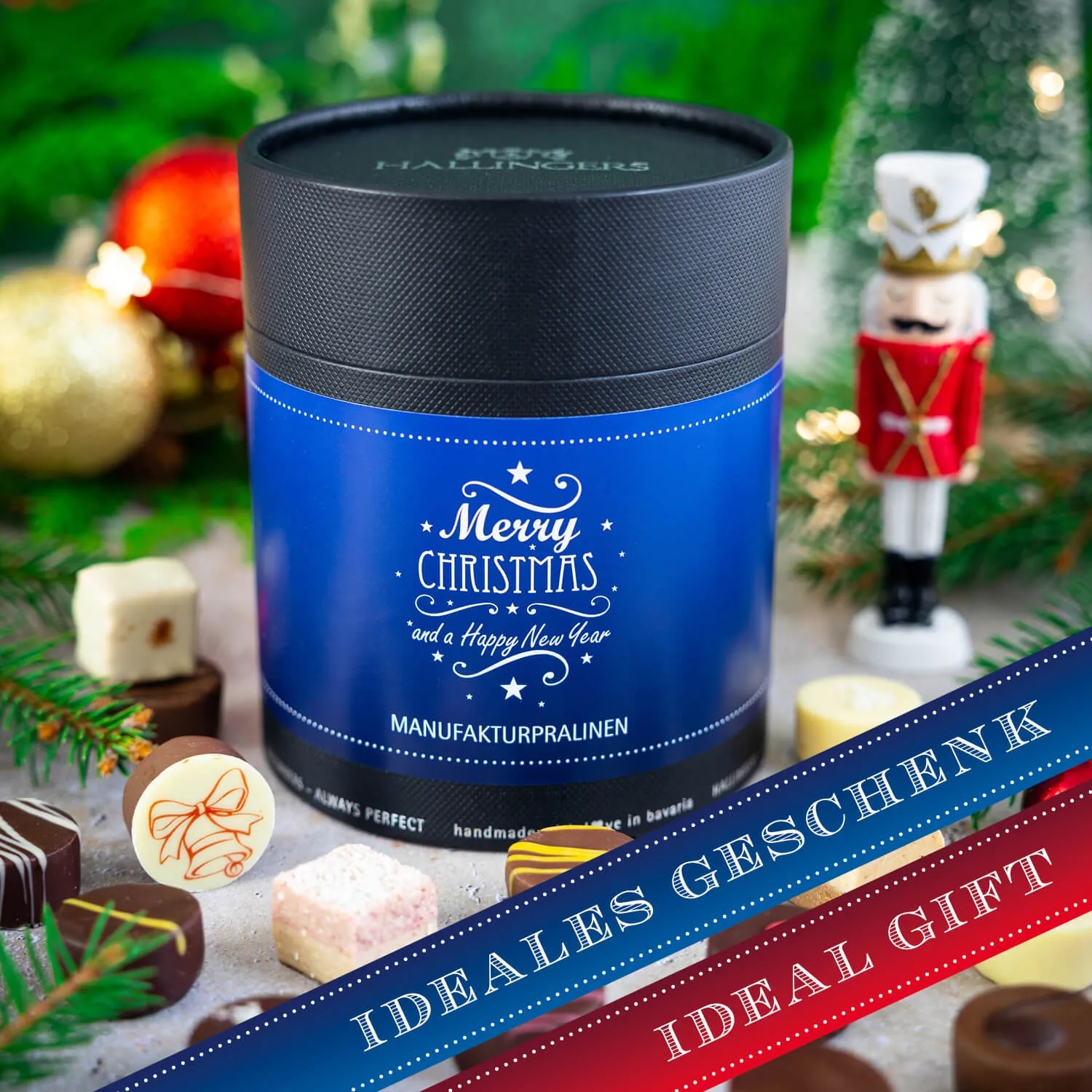HANDWERK STATT MASSENWARE - Edition \Merry Christmas & A Happy New ...\: Vergiss billig produzierte Standard-Pralinen mit schöner Verpackung - entscheidend ist nicht nur der erste Eindruck, sondern der Geschmack, der noch lange in Erinnerung bleibt