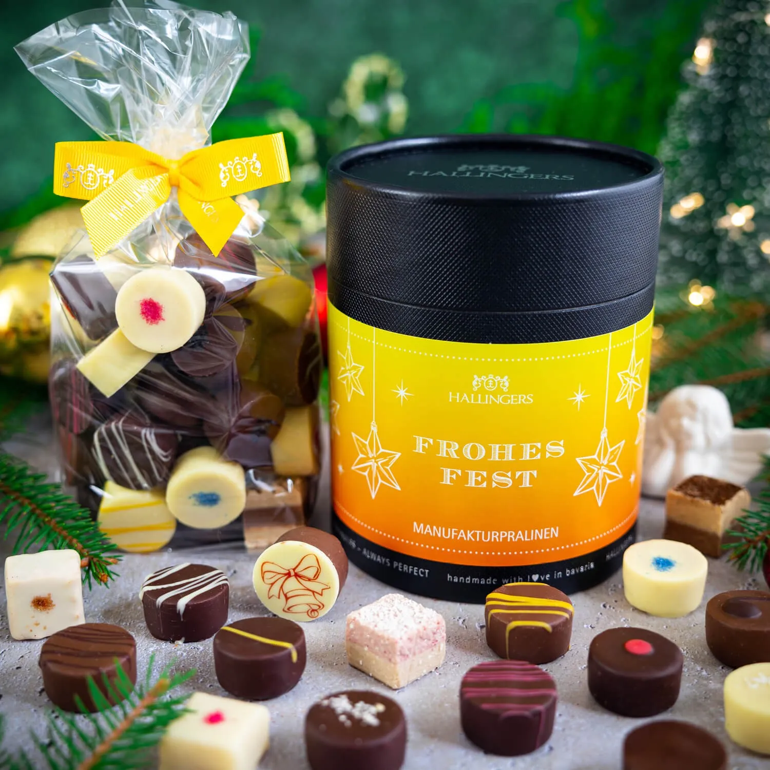 PRALINEN IN DER GESCHENKDOSE OHNE ALKOHOL - Edle handgemachte Pralinen aus feinstem Confiserie-Edelkakao, stilvoll verpackt in einer hochwertigen XXL-Geschenkdose. Perfekt als exklusives Geschenk für besondere Genussmomente